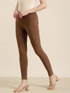 Women Coffee Brown Solid Leggings-AC-PLAIN-001-Coffeebrown
