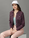 Women's Violet Solid Open Front Jacket-GZ-5577-Violet