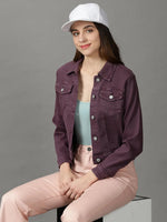 Women's Violet Solid Open Front Jacket-GZ-5577-Violet