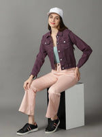 Women's Violet Solid Open Front Jacket-GZ-5577-Violet