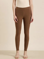 Women Coffee Brown Solid Leggings-AC-PLAIN-001-Coffeebrown