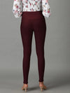 Women's Burgundy Solid Skinny Fit Jegging-ANX-1013-Burgundy