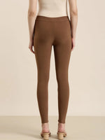 Women Coffee Brown Solid Leggings-AC-PLAIN-001-Coffeebrown
