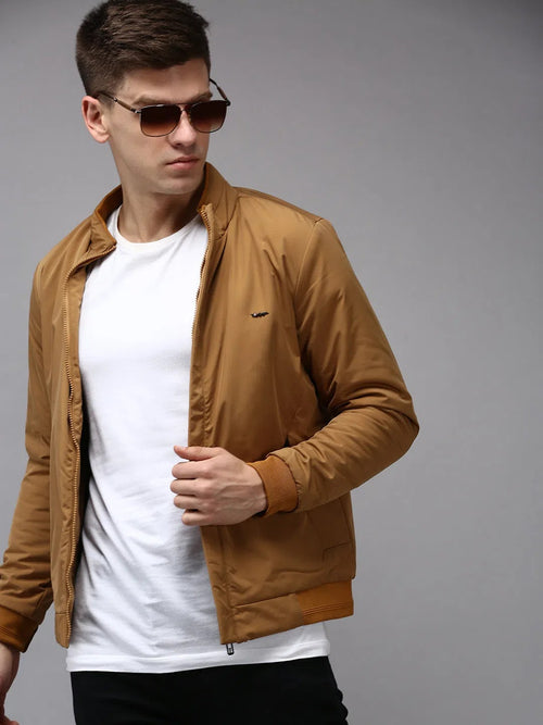 Men Beige Solid Jacket-TG-6001-Khaki