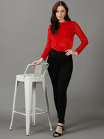 Women Black Solid Slim Fit Jeggings-AF-1898-Black