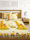 Home Sizzler 144TC Microfibre Yellow Double Bedsheet With 2 King Size Pillow Covers-HSDBS004060
