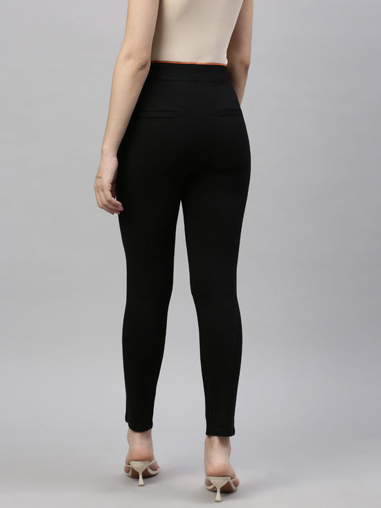 Women Solid Black Slim Fit Jeggings-AF-2266-Black