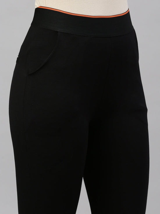 Women Solid Black Slim Fit Jeggings-AF-2266-Black