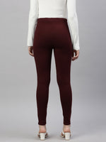 Women Solid Maroon Slim Fit Jeggings-AF-2269-Maroon