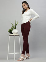 Women Solid Maroon Slim Fit Jeggings-AF-2269-Maroon
