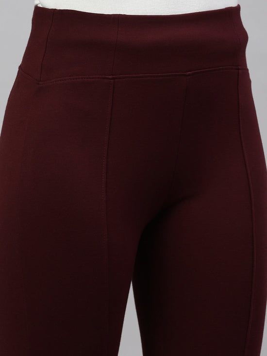 Women Solid Maroon Slim Fit Jeggings-AF-2269-Maroon
