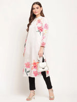 Ahalyaa Women Beige Velvet Digital Print Kurta-AHKUVLDP-905