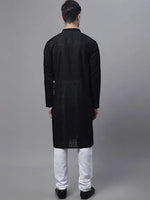 Men's Black Embroiderd Kurta Pajama-JOKP-640Black