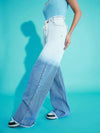 Girls Blue & White Ombre Effect Straight Jeans