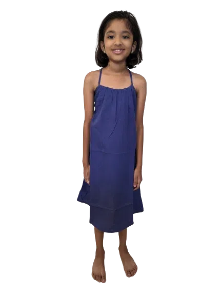 Girls A-Line Dress with Shoulder Tie-Up Straps