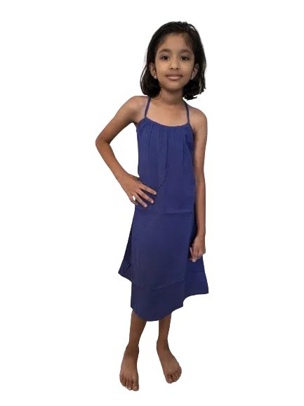 Girls A-Line Dress with Shoulder Tie-Up Straps
