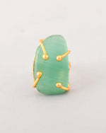 Gold Plated Big Green Stone Studded Ring-VOJ338