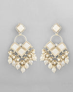 Gold Plated geometrical Shaped Classic Drop Earrings-VOJ378