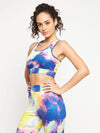 Clovia Medium Impact Padded Non-Wired Marble Print Sports Bra in Multicolour with Removable Cups