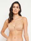 Clovia Non-Padded Non-Wired Full Coverage T-shirt Bra in Nude Colour - Cotton Rich