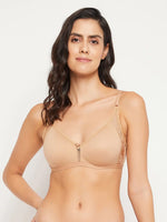 Clovia Non-Padded Non-Wired Full Coverage T-shirt Bra in Nude Colour - Cotton Rich