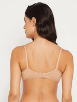 Clovia Non-Padded Non-Wired Full Coverage T-shirt Bra in Nude Colour - Cotton Rich