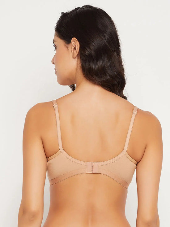 Clovia Non-Padded Non-Wired Full Coverage T-shirt Bra in Nude Colour - Cotton Rich