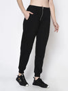 Rigo Women Black Zippered With Patch Pocket Terry Jogger