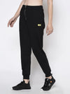 Rigo Women Black Zippered With Patch Pocket Terry Jogger