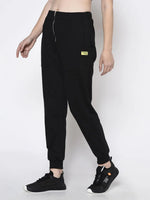 Rigo Women Black Zippered With Patch Pocket Terry Jogger