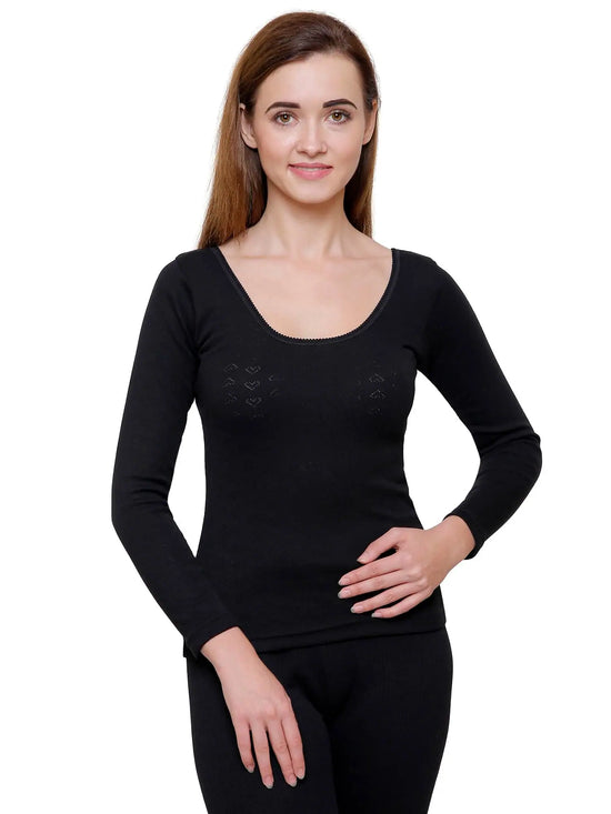 Bodycare Womens Thermal Tops Round Neck Full Sleeves Pack Of 1-Black