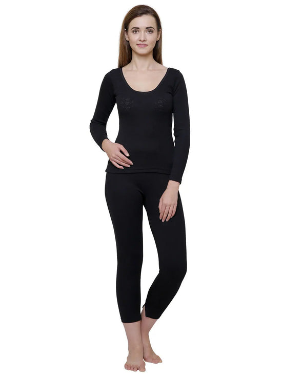 Bodycare Womens Thermal Tops Round Neck Full Sleeves Pack Of 1-Black