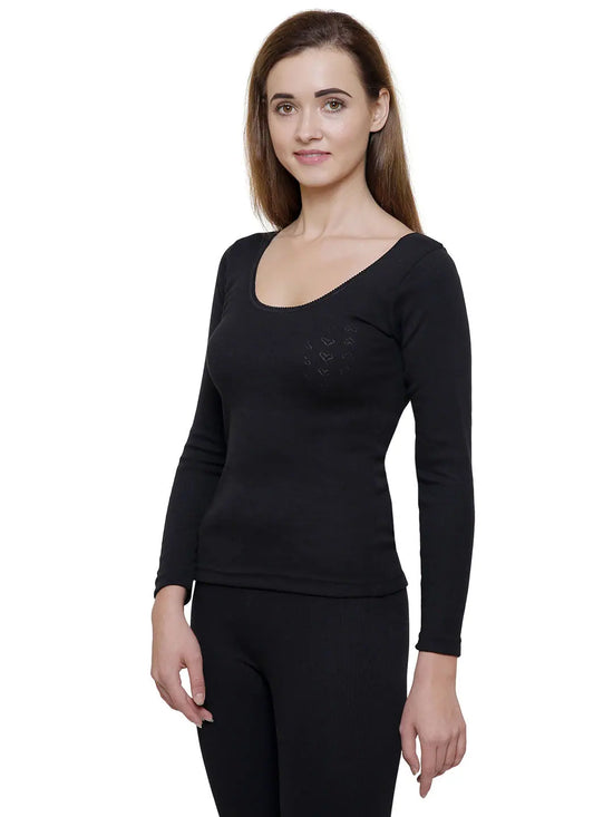 Bodycare Womens Thermal Tops Round Neck Full Sleeves Pack Of 1-Black