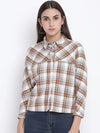 Turky Browm Brush Check Women Shirt