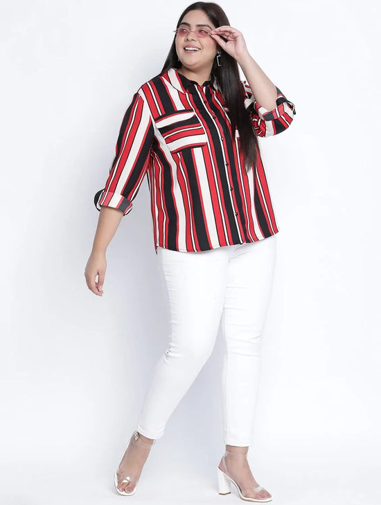 Efantic Strpes Plus Size Shirt