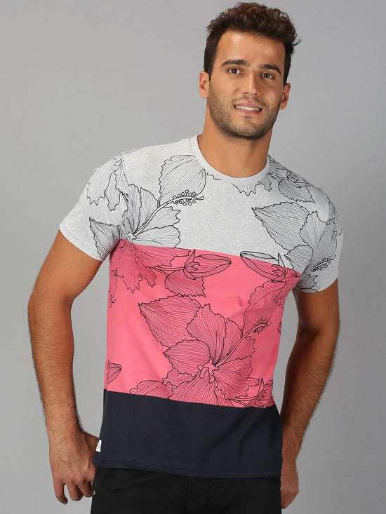 Men T-Shirt Floral Cotton Gleenz