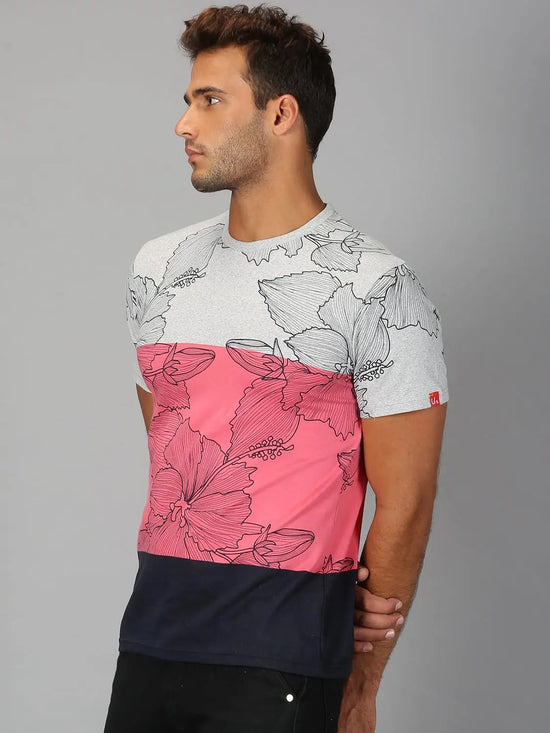 Men T-Shirt Floral Cotton Gleenz
