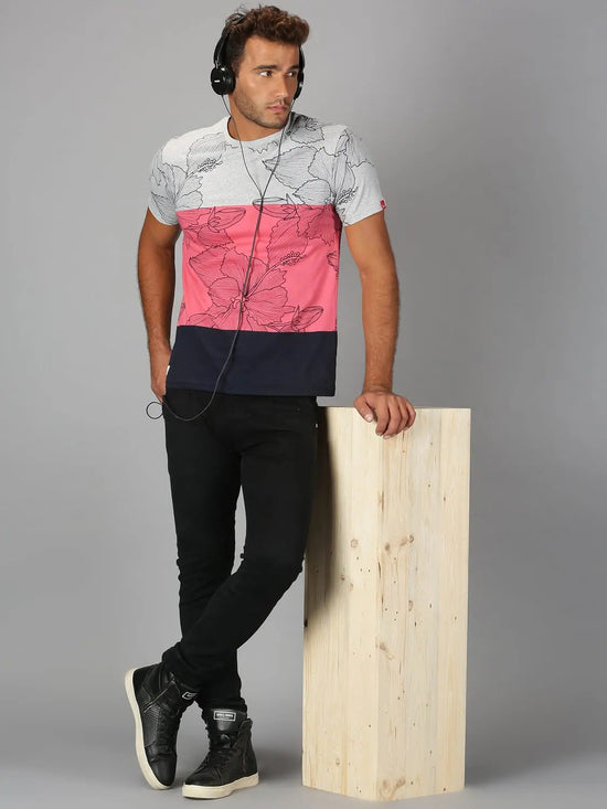 Men T-Shirt Floral Cotton Gleenz