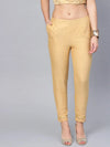 Juniper Gold Cotton Solid Cigarette Pants