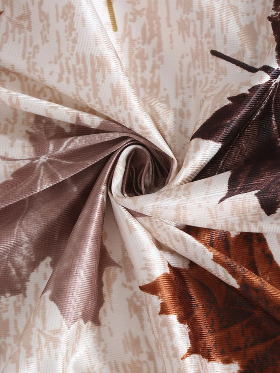 Home Sizzler 2 Piece 3D Maple Polyester Curtain Set