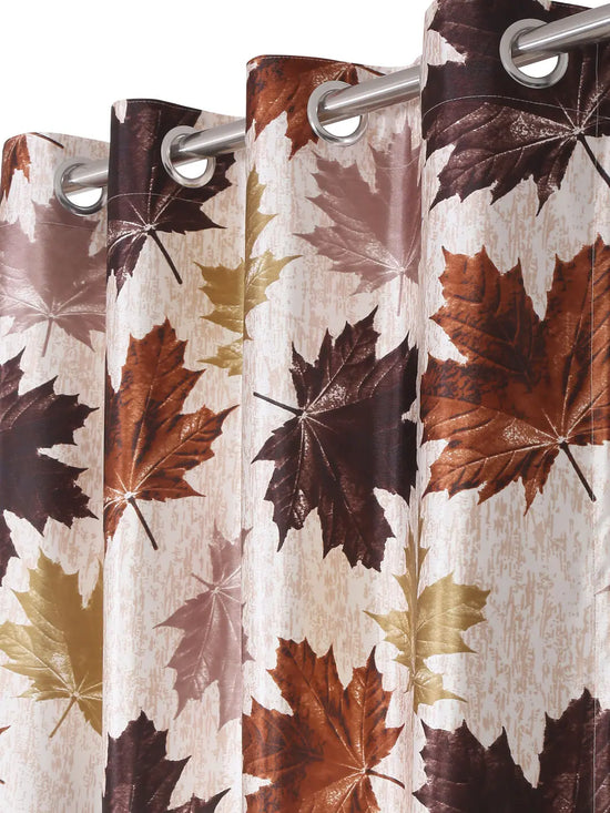 Home Sizzler 2 Piece 3D Maple Polyester Curtain Set
