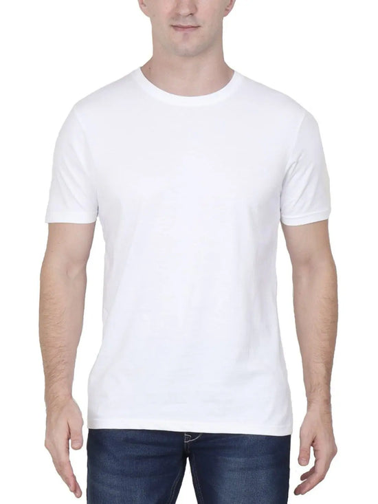 Men's Round Neck-White 100% Cotton- 140 GSM