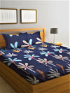 Home Sizzler Ready To Rest 144TC Microfibre Navy Blue Double Bedsheet With 2 King Size Pillow Covers