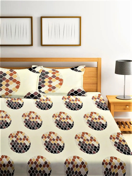 Home Sizzler Piece Pallets 144TC Microfibre Brown Double Bedsheet With 2 King Size Pillow Covers