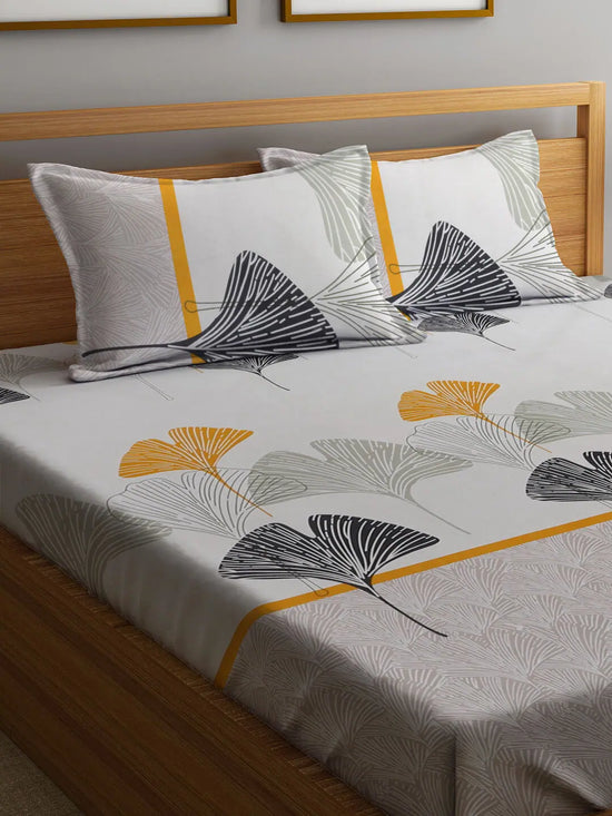 Home Sizzler Home Style 144TC Microfibre Multicolor Double Bedsheet With 2 King Size Pillow Covers