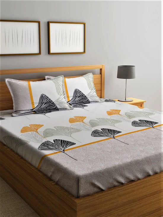 Home Sizzler Home Style 144TC Microfibre Multicolor Double Bedsheet With 2 King Size Pillow Covers