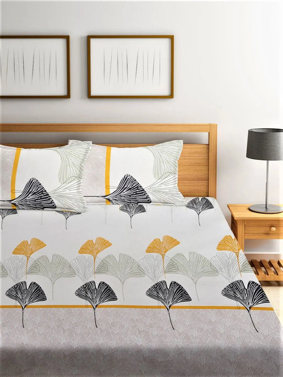 Home Sizzler Home Style 144TC Microfibre Multicolor Double Bedsheet With 2 King Size Pillow Covers