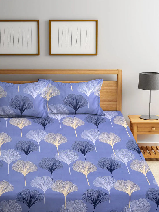 Home Sizzler Well Cushy 144TC Microfibre Sky Blue Double Bedsheet With 2 King Size Pillow Covers