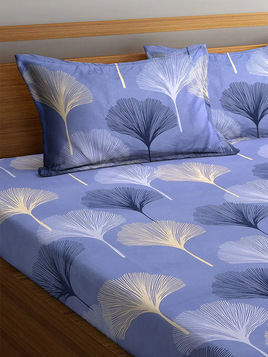 Home Sizzler Well Cushy 144TC Microfibre Sky Blue Double Bedsheet With 2 King Size Pillow Covers