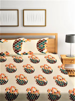 Home Sizzler Hypno Lux 144TC Microfibre Multicolor Double Bedsheet With 2 King Size Pillow Covers